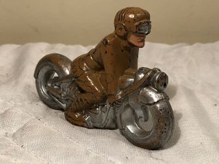 Vintage Barclay Manoil Lead Toy Soldier Motorcycle Rider Rare