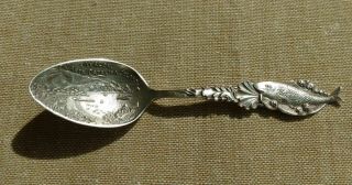 Avalon Santa Catalina Island Sterling Silver Souvenir Spoon Fish Shell Handle