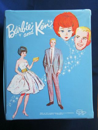 Vintage Barbie & Ken Doll Trunk Wardrobe Carrying Case Blue 1964