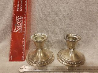 Vintage Pair Sterling Silver Weighted 3 " Candle Holders 8 Oz