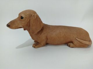 Signed Very Rare_sandra Brue_sandicast_dachshund Weiner Dog Sculpture 1983 Usa