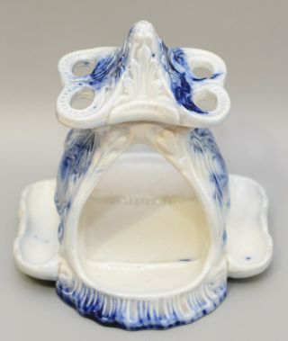 Rare Stone China Flow Blue Victorian Wash / Toothbrush Stand