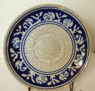 Antique Dedham Pottery 6 - 1/4 " Saucer Cobalt Blue Rabbit W / Crackle