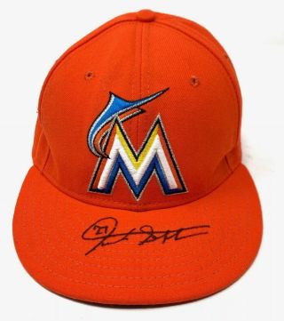 Auth Giancarlo Stanton Autographed Signed Miami Marlins Mlb Issued Cap Hat Rare