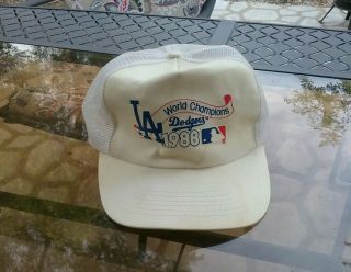 Rare 1988 Los Angeles Dodgers World Series Champions Vtg Snapback Hat W/mlb Logo