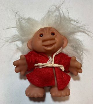Vintage Th Dam Design Denmark Troll 4 3/4 " With White Hair And Amber Eyes