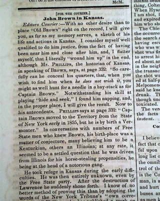 Rare Charleston Sc South Carolina Pre Civil War Tensions 1859 Orignal Newspaper