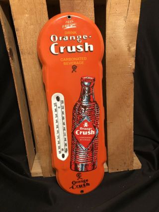 Rare Orange Crush Crushy Porcelain Thermometer Sign Marked “st - 42”