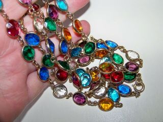 Rare Vintage Signed Trifari Jewellery V Long Bezel Set Crystal Riviere Necklace