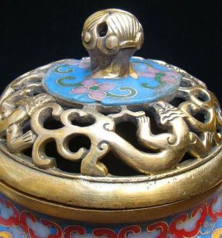 Handmade Carving Statue Elephant Brass Cloisonne Enamel Incense Burner 03 2