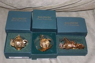 Rare Baldwin Brass Limited Edition Christmas Ornaments Santa Firetruck Sled Teap