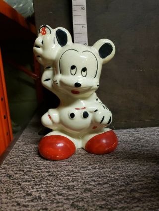 Rare 1930s Vintage Mickey Mouse Walt Disney Ceramic Piggy Bank