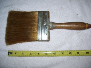 Antique Vintage Large 4 Inch Paint Brush With Wooden Handle