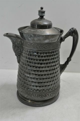 Antique 1894 Simpson,  Hall,  Miller Co.  Silverplate Water Pitcher W/floral