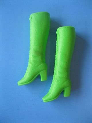 Vintage Barbie Doll Mod Lime Green Lace Up Boots Busy Talking Barbie 1195