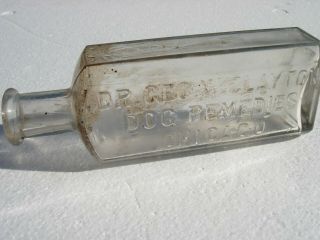 Antique Bottle Dr.  Geo.  W.  Clayton Dog Remedies Chicago Veterinary Cure Il