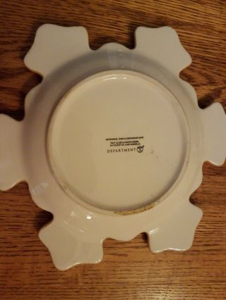 Rare Department 56 Pink & White Snowflake Cookie Plate 8.  5 