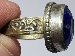Stunning Massive Silvered Medieval Ring With Rare Vintage Stone.  9.  1 Gr.  20 Mm