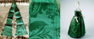 Early 18th C.  Remarkable & Rare Emerald Green Silk Damask Stole – Unfinished
