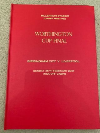 Very Rare Hardback Football Programme,  Worthington Cup Final 2001 Liverpool
