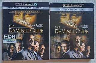 The Da Vinci Code 4k Ultra Hd Blu Ray 2 Disc Set,  Rare Oop Slipcover