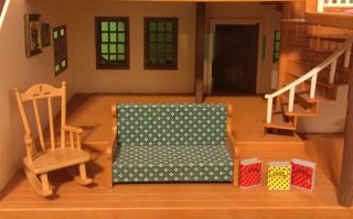 Calico Critters Sylvanian Families Living Room Set Sofa,  Rocking Chair & Books