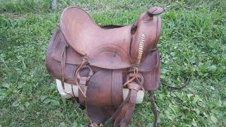 Antique Vintage Brown Leather Horse Saddle Will Ship