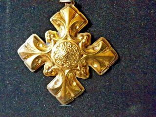 Gold Plate Sterling Silver Pendant Christmas Cross 1976 By Reed And Barton 3inch