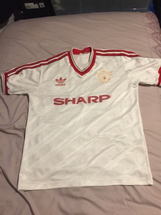 Vintage Rare Adidas Manchester United Away Shirt 1986 Size L