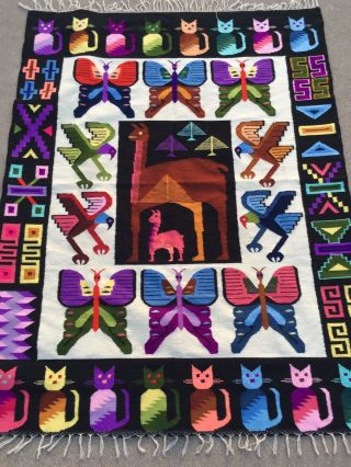 Vibrant Vintage Woven Area Rug Aztec South West 62”x44” - Euc 2