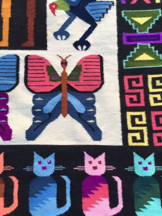 Vibrant Vintage Woven Area Rug Aztec South West 62”x44” - Euc 3