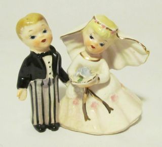 Lefton Vintage Child Bride & Groom Wedding Cake Topper Figurine