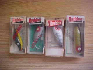 Vintage Heddon Fishing Lures - Tiny Lucky 13 - Midget Runt - Baby Torpedo - - Boxes