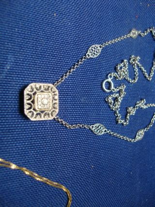 Rare Av Alwand Vahan Diamond 14k Gold Sterling Silver Necklace