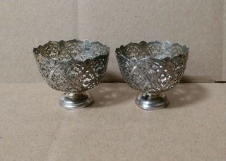 2 Antique Ottoman Empire Turkish Silver Sterling Pierced Bowl Cup