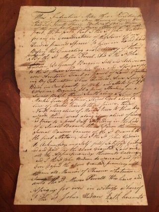 Rare 1794 Wake County North Carolina Land Deed,  John Hudson,  Moses Powell