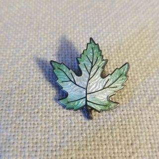 Vintage Sterling Silver.  925 Enamel Maple Leaf Signed " Rh " Pin
