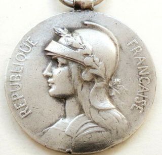 Portrait French Marianne Lady Antique Silver Art Medal Signed George Lemaire