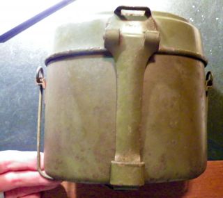 Ww 2 Orig German Mess Kit Cookpot Cfl 43 Matching Rare Forest Green Late 1943 44