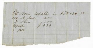 Antique 1856 Handwritten Slave Tax Receipt Manuscript Document 2 Slaves Slavery