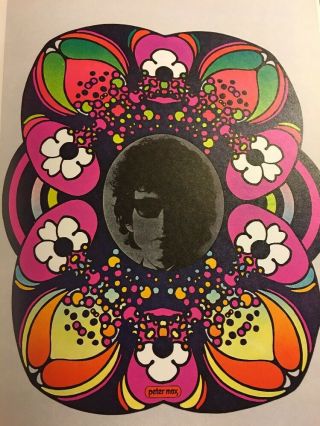 Rare Vintage Peter Max Psychedelic Art Pop Bob Dylan Poster Print