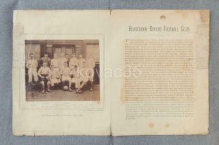 Rare - 1889,  Blackburn Rovers Football Team Photo In Printed Leaflet