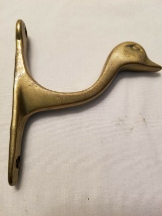 Vintage Brass Duck Swan Goose Bird Neck Head Coat Hook
