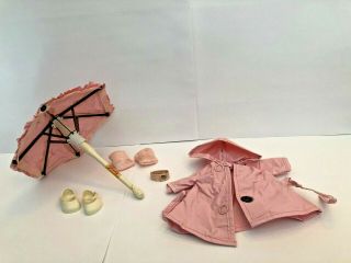 Vintage Vogue Ginny Doll 1445 Raincoat,  Umbrella,  White Shoes,  Pink Socks