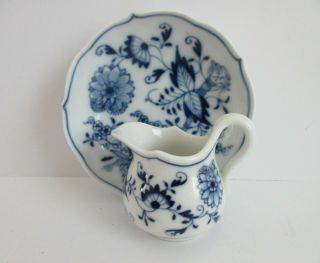 Antique,  Vintage,  Meissen Porcelain Blue Onion Pattern,  Creamer & Small Dish,