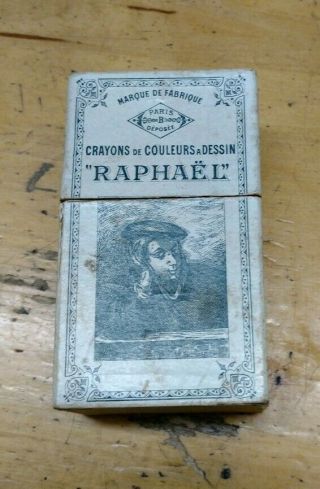 Rare Box And Vintage 5 Crayons Raphael - Marque De Fabrique