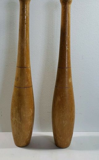 18 " Antique Wooden Exercise Indian Clubs Wood Club & Dumbbell Barbells