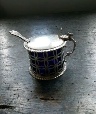 William Hutton & Sons Solid Sterling Silver Drum Mustard Condiment Pot