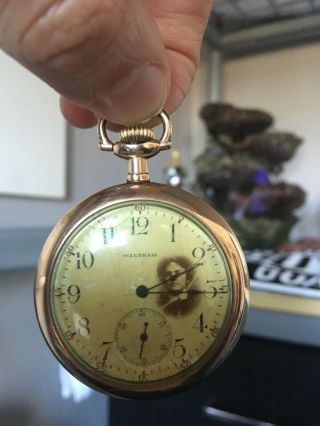 Rare Antique Victorian Waltham Pocket Watch W Photo On Dial