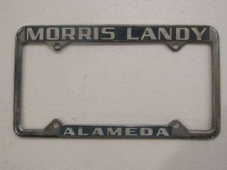 Vintage Alameda Morris Landy Ford Dealer License Plate Frame Embossed Rare Ca